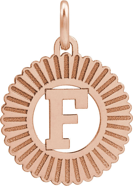 14K Gold Initial F Pendant - Rose Gold