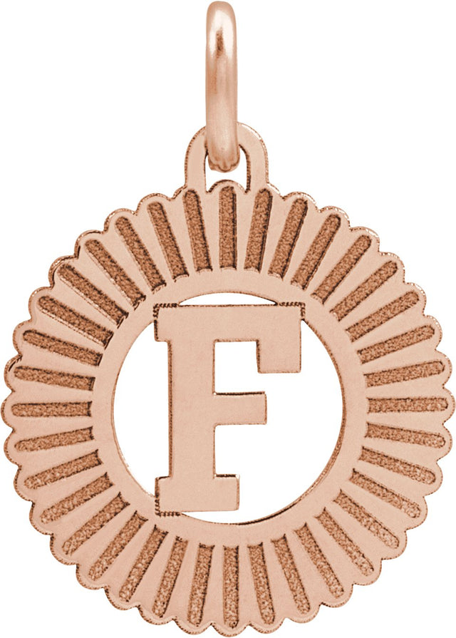 14K Gold Initial F Pendant - Rose Gold
