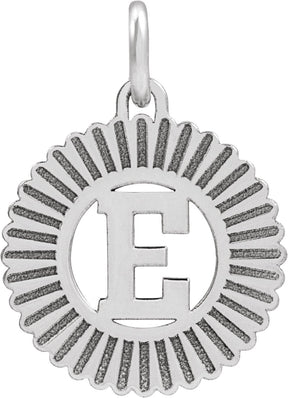 10K Gold Initial E Pendant - White Gold