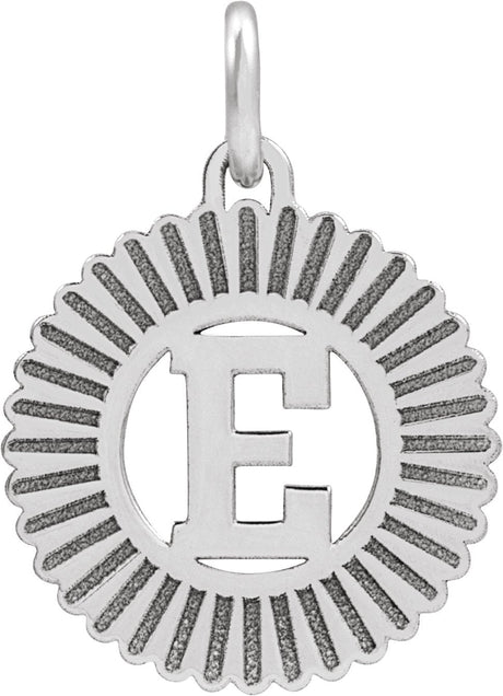 10K Gold Initial E Pendant - White Gold