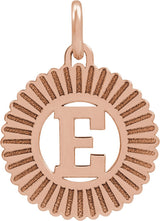 14K Gold Initial E Pendant - Rose Gold