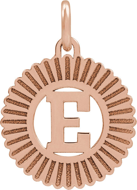 14K Gold Initial E Pendant - Rose Gold