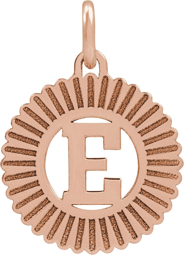 14K Gold Initial E Pendant - Rose Gold