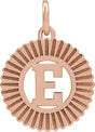 14K Gold Initial E Pendant - Rose Gold