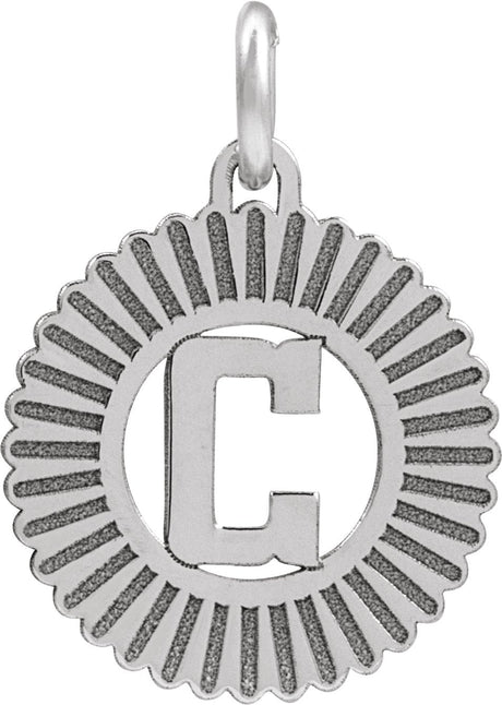 10K Gold Initial C Pendant - White Gold