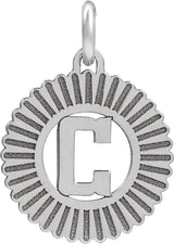 14K Gold Initial C Pendant - White Gold