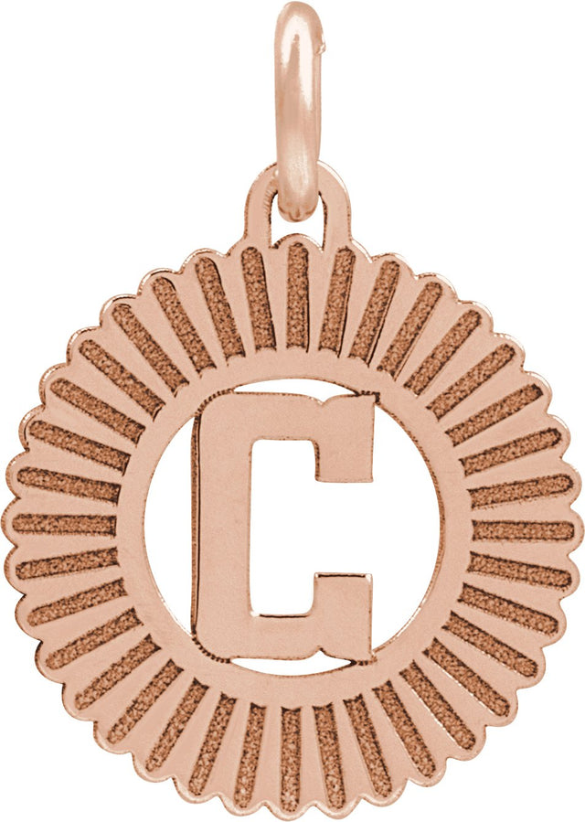 14K Gold Initial C Pendant - Rose Gold