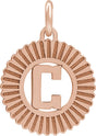 14K Gold Initial C Pendant - Rose Gold