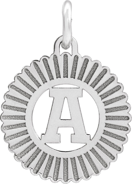 14K Gold Initial A Pendant - White Gold
