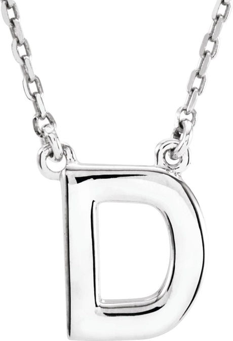 14K Gold Initial D Necklace - White Gold