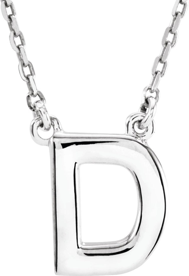 14K Gold Initial D Necklace - White Gold