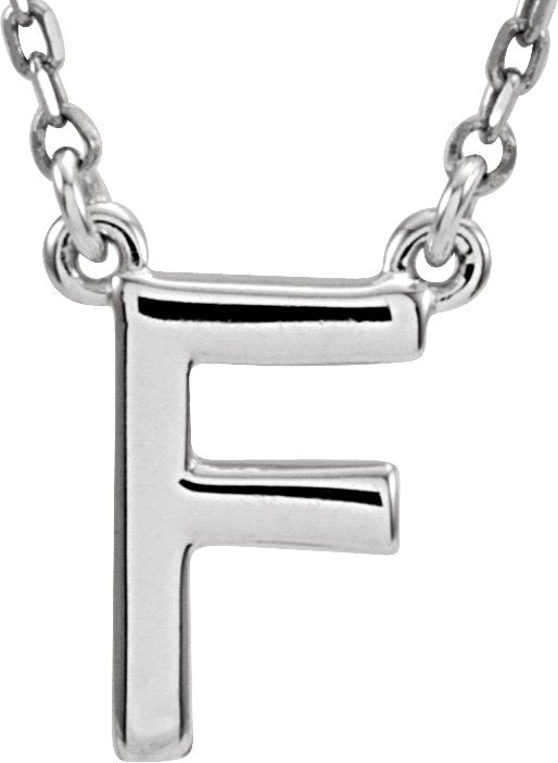 14K Gold Initial F Necklace - White Gold