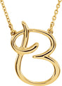 14K Gold Initial B Script Necklace – 18.1x13.5mm - Yellow Gold