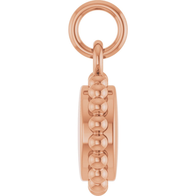 14K Gold Engravable Beaded Disc Necklace or Pendant - Rose Gold - view 8