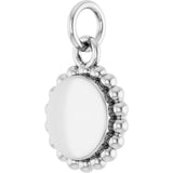 14K Gold Engravable Beaded Disc Necklace or Pendant - White Gold - view 6
