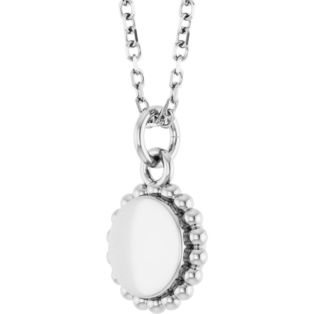 Platinum Engravable Beaded Disc Necklace or Pendant - view 6