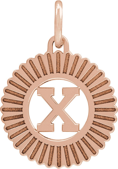 14K Gold Initial X Pendant - Rose Gold