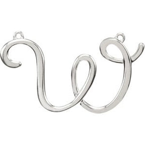 Platinum Initial W Script Necklace