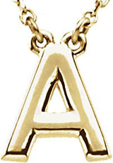 14K Gold Initial A Necklace - Yellow Gold