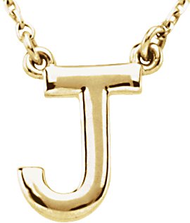 14K Gold Initial J Necklace - Yellow Gold