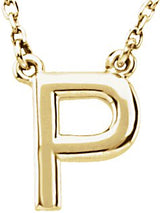 14K Gold Initial P Necklace - Yellow Gold