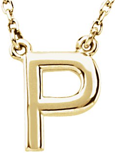 14K Gold Initial P Necklace - Yellow Gold
