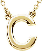 14K Gold Initial C Necklace - Yellow Gold