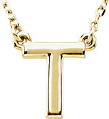 14K Gold Initial T Necklace - Yellow Gold