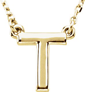 14K Gold Initial T Necklace - Yellow Gold