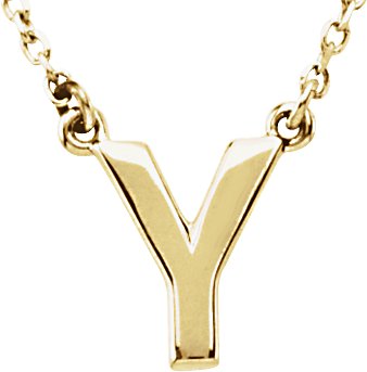 14K Gold Initial Y Necklace - Yellow Gold