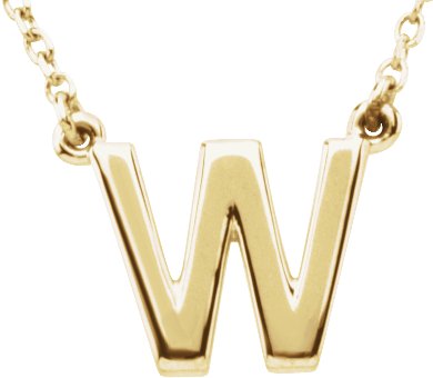 14K Gold Initial W Necklace - Yellow Gold