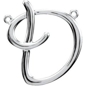 14K Gold Initial D Script Necklace - White Gold