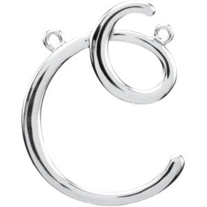 18K Gold Initial C Script Necklace - White Gold