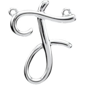 10K Gold Initial F Script Necklace - White Gold