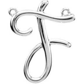 Platinum Initial F Script Necklace