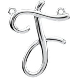 18K Gold Initial F Script Necklace - White Gold