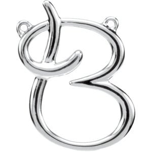 18K Gold Initial B Script Necklace - White Gold