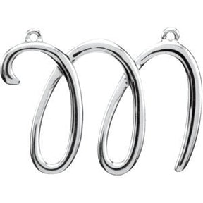 Platinum Initial M Script Necklace