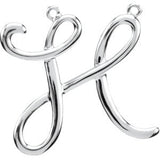 10K Gold Initial H Script Necklace - White Gold
