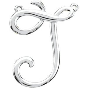Platinum Initial J Script Necklace