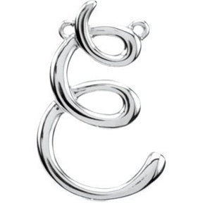 Platinum Initial E Script Necklace