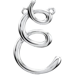 Platinum Initial E Script Necklace