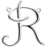 18K Gold Initial R Script Necklace - White Gold