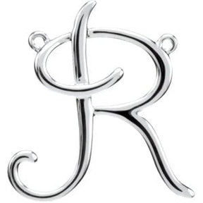 Platinum Initial R Script Necklace