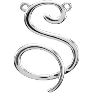 18K Gold Initial S Script Necklace - White Gold