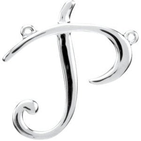 Platinum Initial P Script Necklace