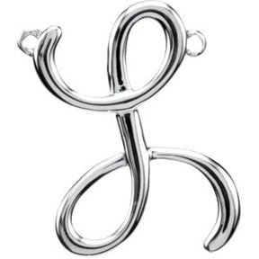 Platinum Initial L Script Necklace