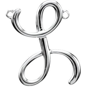 10K Gold Initial L Script Necklace - White Gold