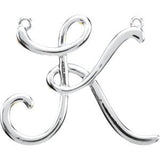 Platinum Initial K Script Necklace