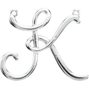 Platinum Initial K Script Necklace